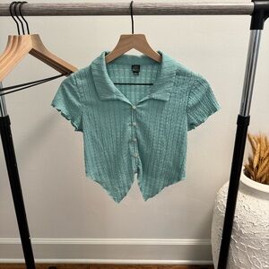 Wild Fable Teal Collared Crop Top